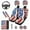 American Flag, variant on KUIFORTI Eagle Flag 14 Pcs Seat Covers for Car Auto Center Console Armrest Pad Steering Wheel Cover Wristlet Keychain Cars Interior Automotive Fits Most Cars, Sedans, SUVs