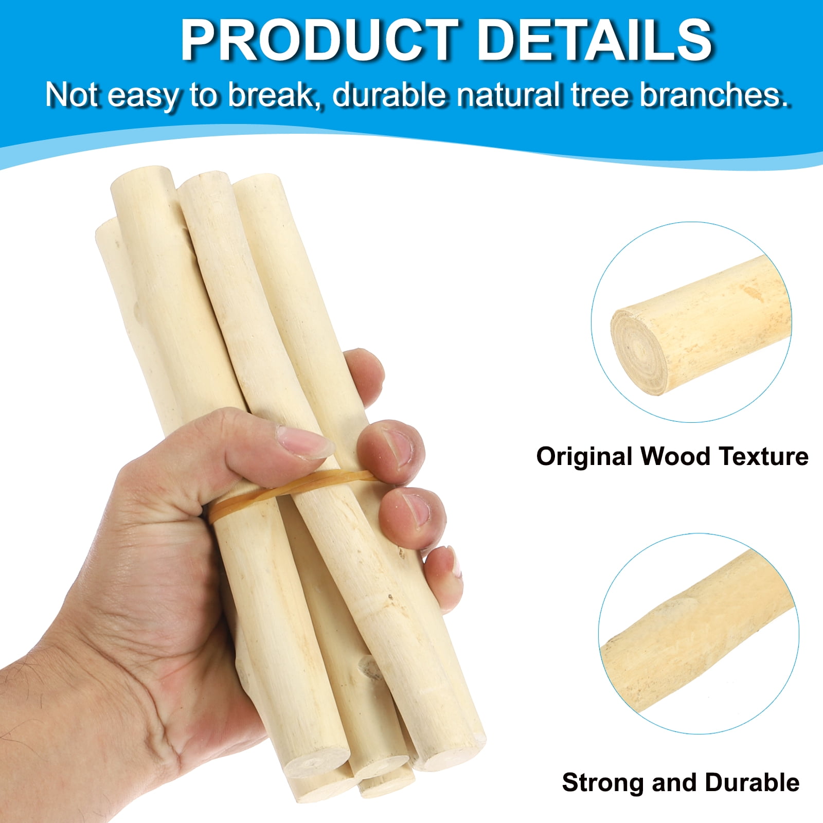 Uxcell 8 Pcs / 30cm Wood Log Sticks, 0.6-1.2inch inch in Diameter Natural Wood Craft Sticks, Dried Wood Sticks Decorative Wood Branch Sticks for DIY Crafts Accessory Photo Props, White