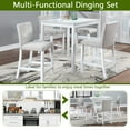 thumbnail image 3 of UHOMEPRO 5 Piece Dining Room Set, Rectangle Counter Height Dining Table with 4 Upholstered Chairs and Crystal Decoration for Bar Dining Room Nook, Modern Kitchen Table Set for 4 Persons, White, 3 of 11
