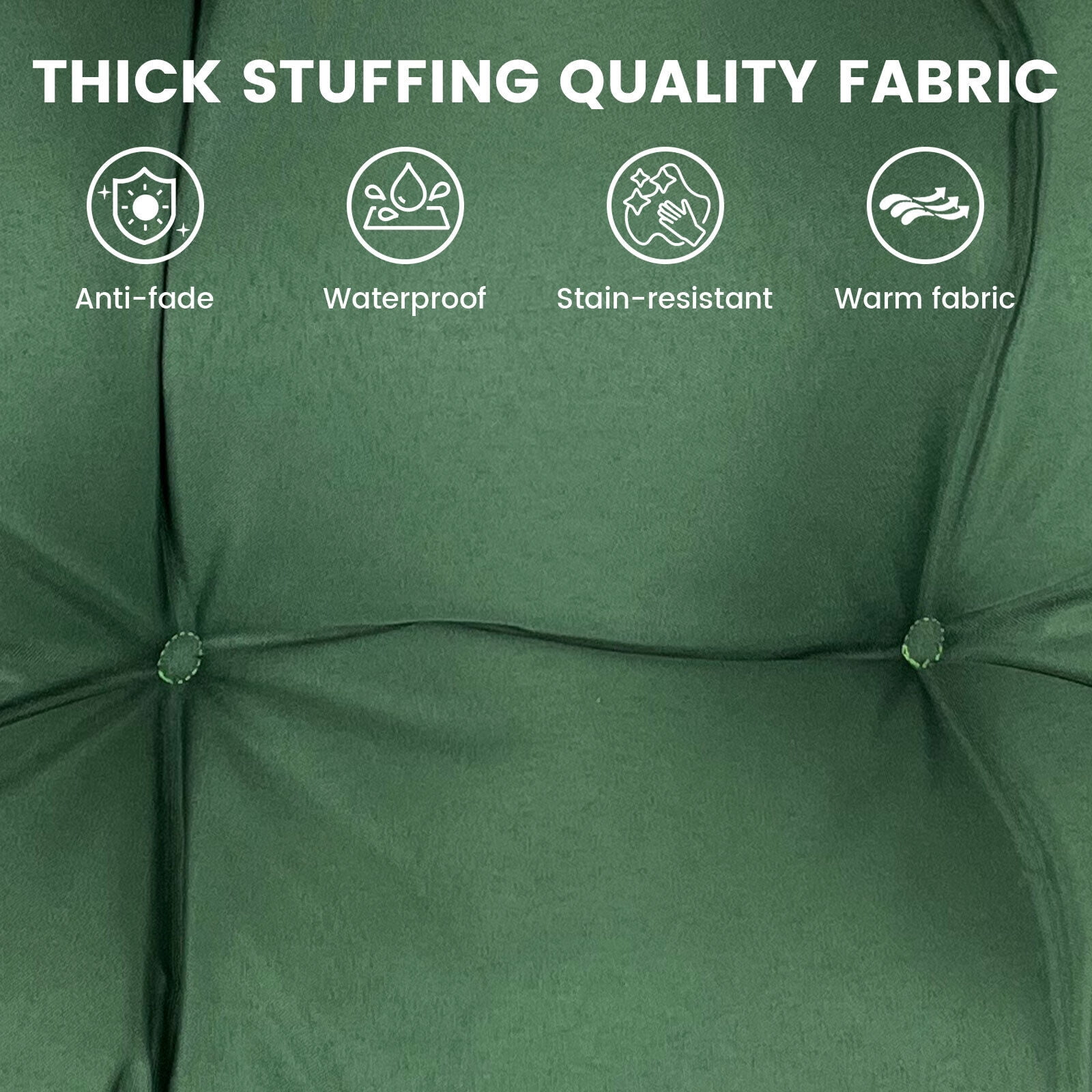 JIAN YA NA Lounge Chaise Chair Cushion Set of 2, Outdoor Indoor Seating Cushions Rocking Chair Padded with Ties (Dark Green)