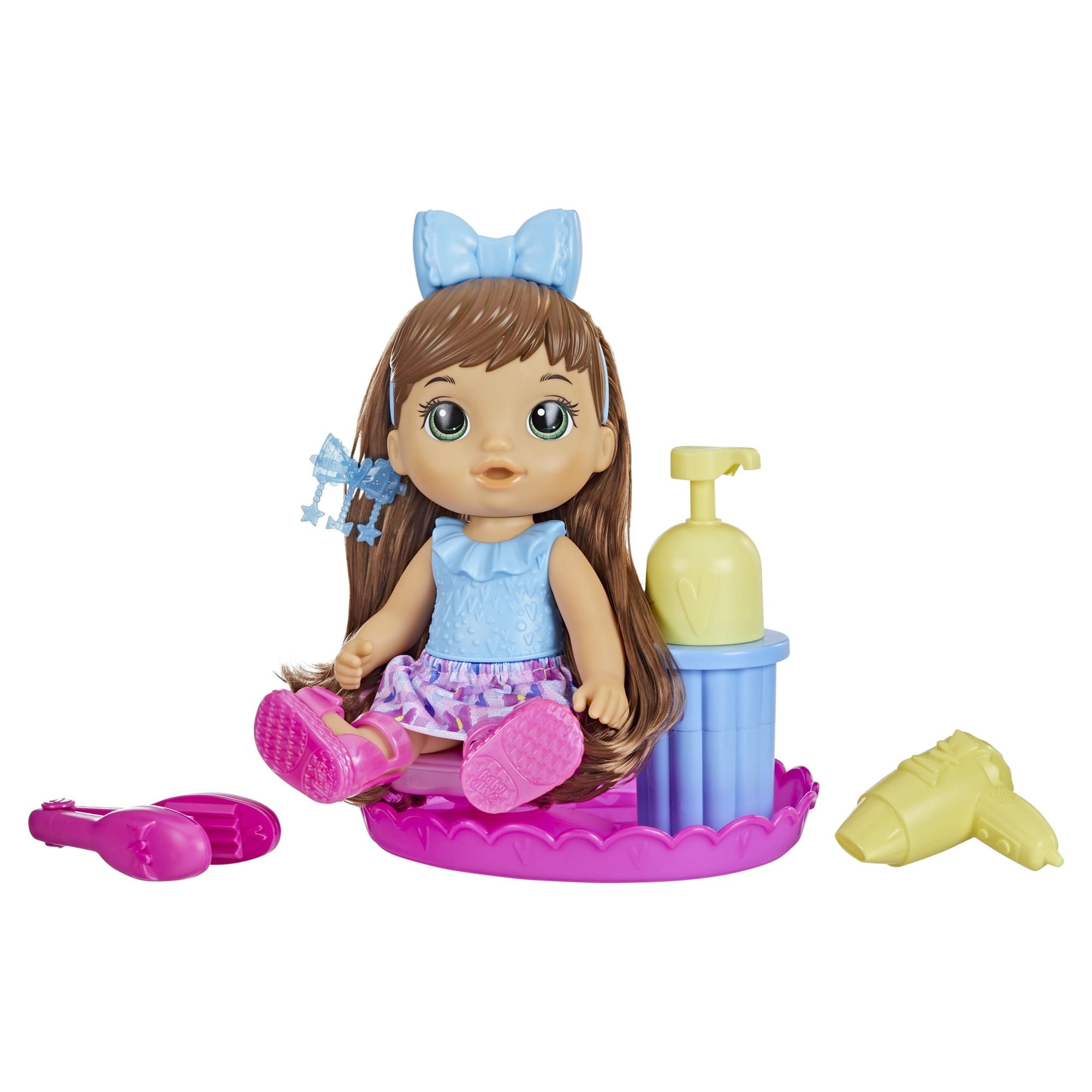 Baby Alive: Sudsy Styling 14-Inch Doll Brown Hair, Green Eyes Kids Toy for Boys and Girls