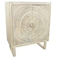 thumbnail image 2 of HomeRoots 489022 41 x 33 x 16 in. Distressed White Solid Wood Two Door Floral Carved Accent Cabinet, 2 of 3