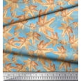 thumbnail image 1 of Soimoi Blue Poly Georgette Fabric Autumn Leaves Decor Fabric Printed Yard 42 Inch Wide, 1 of 2