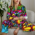 thumbnail image 6 of Naloa Butterfly Garden Pajamas for Women Set, Womens Pajama Sets, Lounge Sets for Women, 2pjs for Women-Medium, 6 of 7