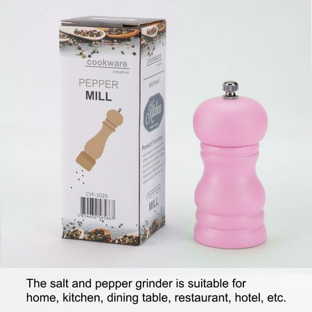 

4.5 Wooden Pepper Grinder Adjustable Coarseness Salt Mills Shakers for Kitchen Restaurant Cooking Pink