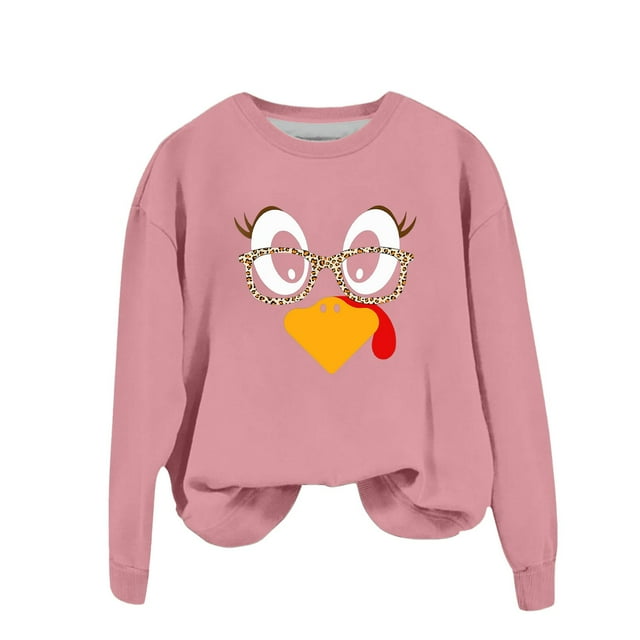 HNMKIU Chandail Surdimensionné Femme Mignon Dinde Action de Grâce Imprimé Col Rond Chandail Coupe Chandail Hauts Décontractés Manches Longues Chandails d'Entraînement Amples BlFit Chandails à Enfiler Hauts Décontractés Manches Longues Chandails d'Entraînement