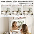 thumbnail image 4 of VEANERWOOD 21.4" White Vanity Desk with LED Light Mirror & Power Outlet, Glass Top Vanity Table Set with 2 Drawers, 8 Shelves, Makeup Table with Foldable Panel for Small Space, 4 of 7