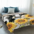 thumbnail image 4 of Yellow Sunflowers Blanket Soft Cozy Warm Throw Blanket for Couch, Plush Fuzzy Flannel Fleece Blankets for Sofa, Farmhouse Cow Barn Doors Floral Butterfly Bed Blankets Gifts for Men, 40"x50", 4 of 9