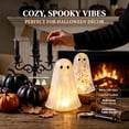 thumbnail image 3 of Light Up Confetti Ghost Halloween Decor, LED Resin Ghost Figurine with Warm Glow & Stained Glass Style, Tabletop Ornament for Mantel Shelf Party, 3 of 8