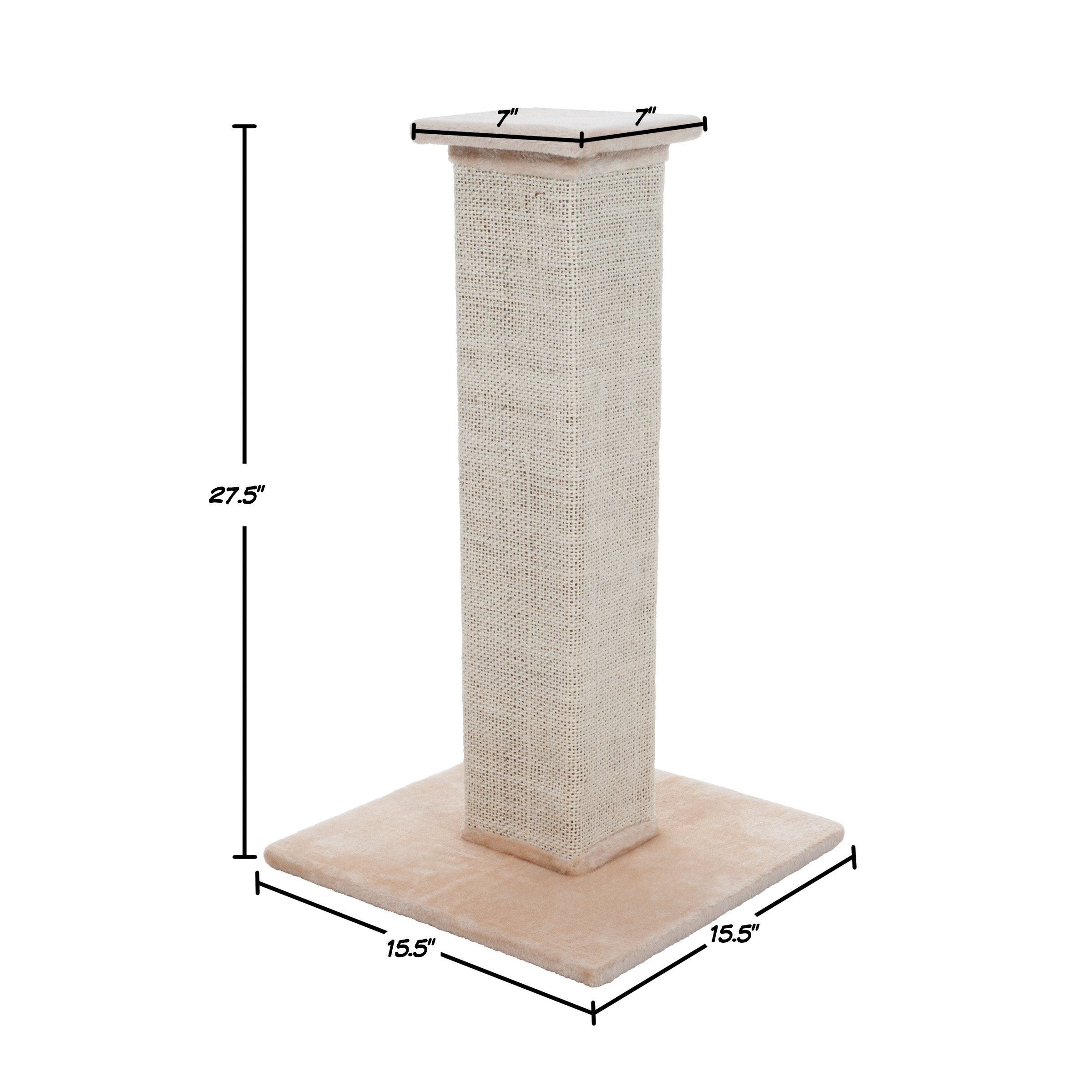 Indoor Cat Scratching Post with Carpeted Base - 27.75-Inch Beige Sisal Burlap Fabric by PETMAKER - image 2 of 7