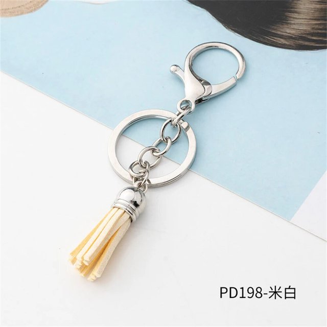 LLavero de borla de cuero PU de moda, pompón redondo de Color dorado y plateado, colgante de borla de bolso lindo, llavero de coche, regalo de joyería de flecos