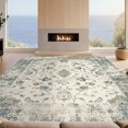 thumbnail image 2 of Design&I 4'x6' Ultra Soft Area Rug, Beige Distressed Botanical Motif Subtle Trellis Neutral Border None Fluffy Washable Non Shedding for Bedroom Living Room Home Office, 2 of 7