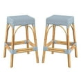 thumbnail image 1 of Home Square Rattan Backless Barstool in Twilight Blue - Set of 2, 1 of 7