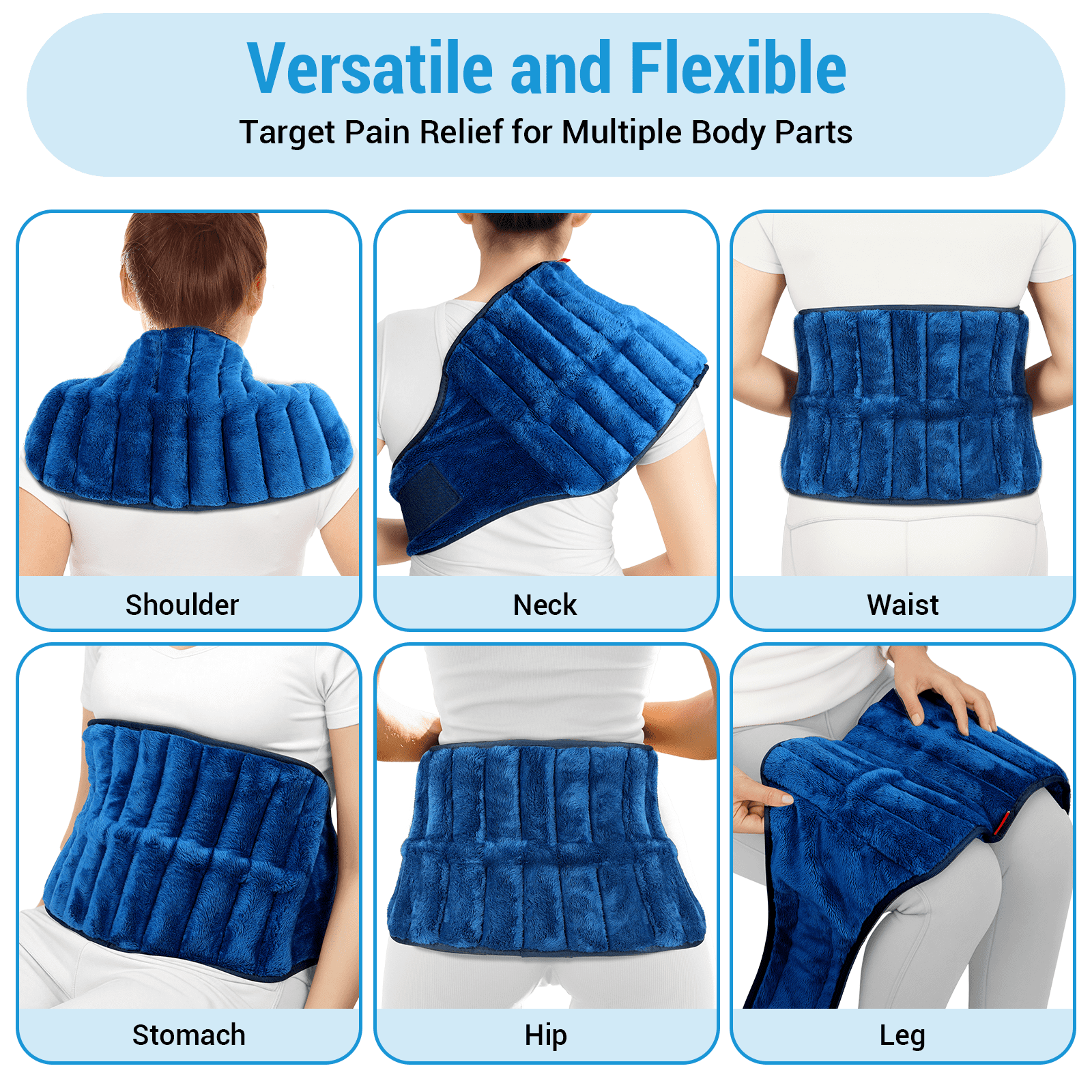 Comfytemp Large Microwave Heating Pad for Back & Waist, Moist Heat Relief for Muscle Discomfort, Blue