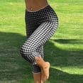 thumbnail image 6 of CHEEREAM Womens Capri Leggings Plaid Print Elastic Waisted Cropped Pants Skinny Split Hem Bottom, 6 of 7
