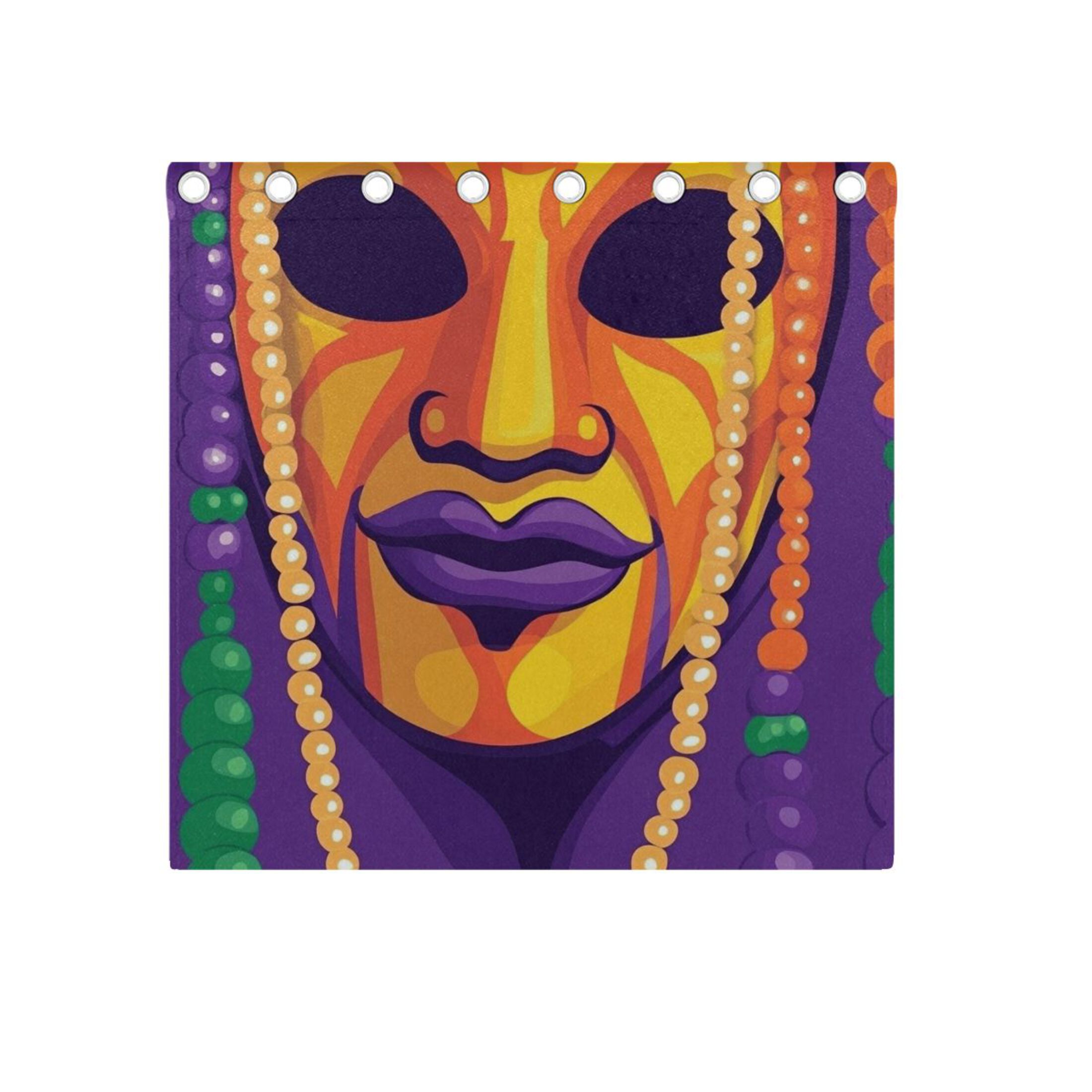 Mardi Gras Mask and Beads Blackout Curtains for Living Room Bedroom 55W x 54L Insulated Window Drapes 2 Panels