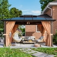 thumbnail image 2 of JolyDale 10 x 13FT Hardtop Gazebo, Double Polycarbonate Roof Aluminum Frame Gazebo W/Curtain and Netting, Brown, 2 of 8
