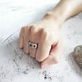 thumbnail image 6 of Rainbow Colorful Crystal Titanium Steel Ring Men Women Engagement Band Size 5-12, 6 of 6