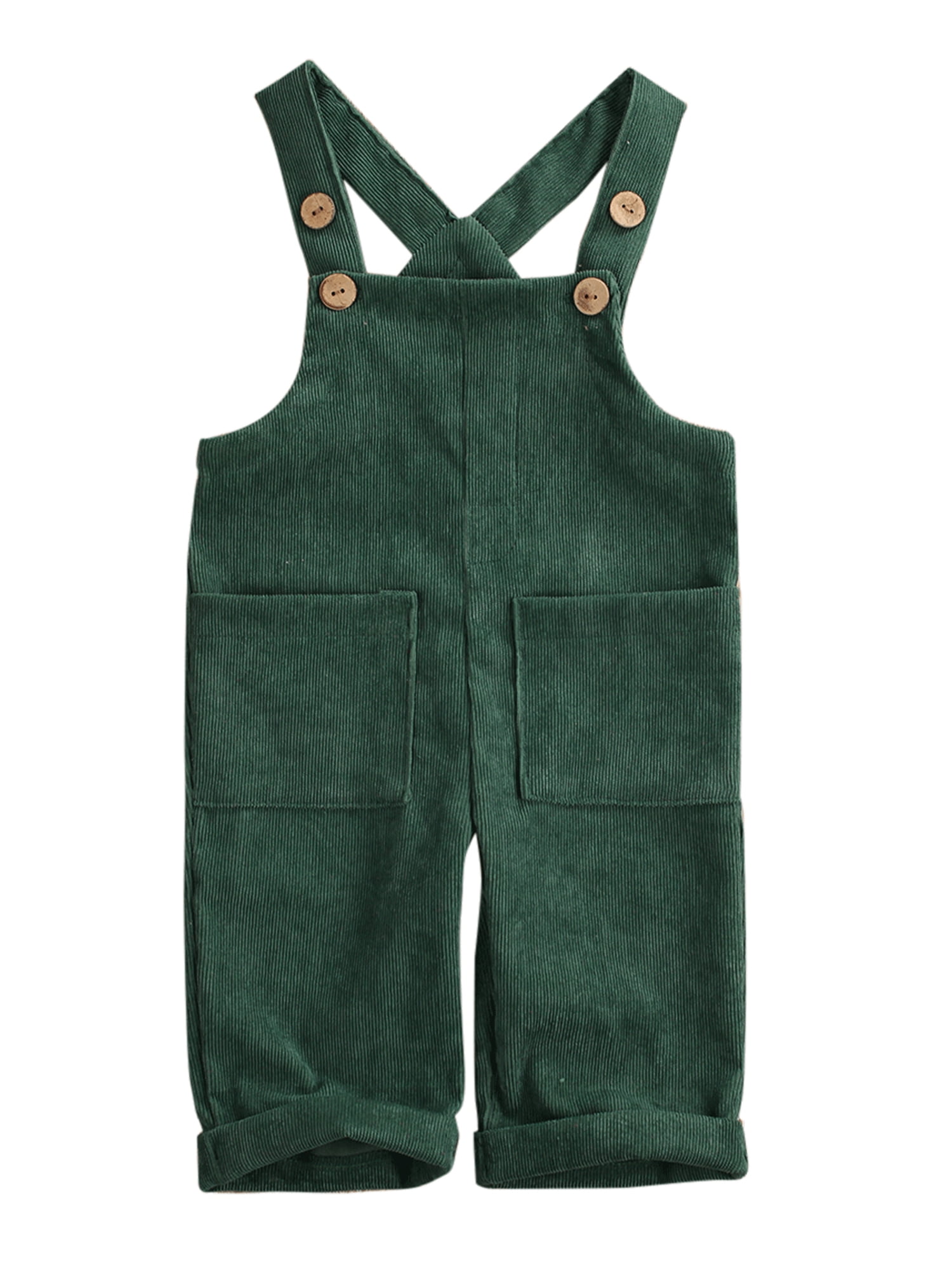 Toddler Kids Baby Girl Boy Overall Suspender Pants Patch Corduroy Jumpsuit Fall Winter with Two Pockets Clothes
