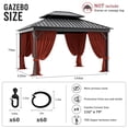 thumbnail image 2 of Pakunoda 11' X 6.5' Gazebo Universal Replacement Privacy 4-Panel Curtains, Waterproof Outdoor Curtains Terrared Sidewall with Zipper for Patio Garden Backyard 10' X 12' Gazebo, Curtain Only, 2 of 8