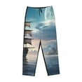 thumbnail image 6 of Uemuo Moonlit Sea Sailboat Pattern Women's Wide Leg Palazzo Lounge Pants with Pockets Light Weight Loose Comfy Casual Pajama Pants-Medium, 6 of 9