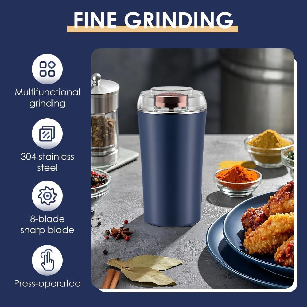 Electric Coffee Grinder, 2025 New Coffee Grinders for Home Use, Portable Spice Grinder Electric Fine Powder,Heavy-Duty Stainless Steel Blades for Herb, Spice, Beans