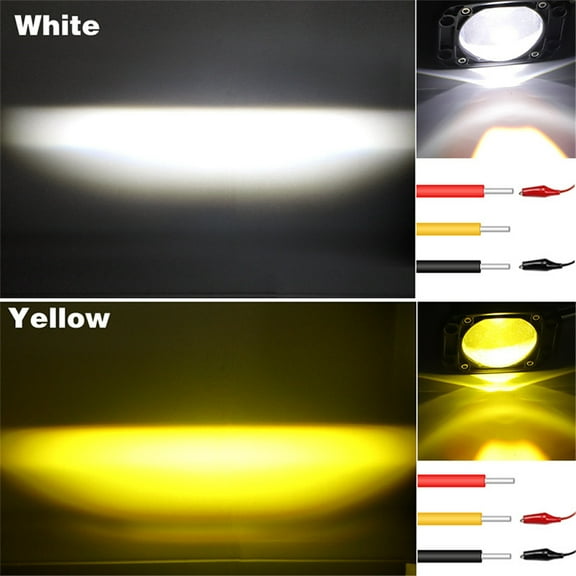 2x 3" LED Square Work Light Flush Mount 6000K White 3500K Yellow Lamp Universal