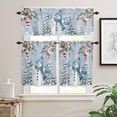 thumbnail image 2 of Blue Snowman Kitchen Curtains and Valances Set, Winter Christmas Tree Birds Snowflake Stocks Rod Pocket Window Valance Window Curtain Panels for Living Room Bedroom Laundry, 27.5x24in, 3 Pieces, 2 of 7