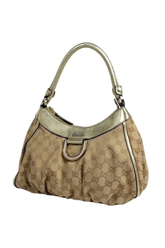 Pre-Owned Gucci GG Pattern Shoulder Bag "Abby" Logo Handbag in Canvas, Beige and Gold, 190525,...