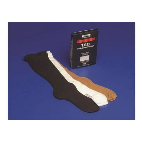 T.E.D. Anti Embolism Stockings, Knee-High Compression Socks, Extra Large, Long, Beige Closed Toe, Unisex, 4344