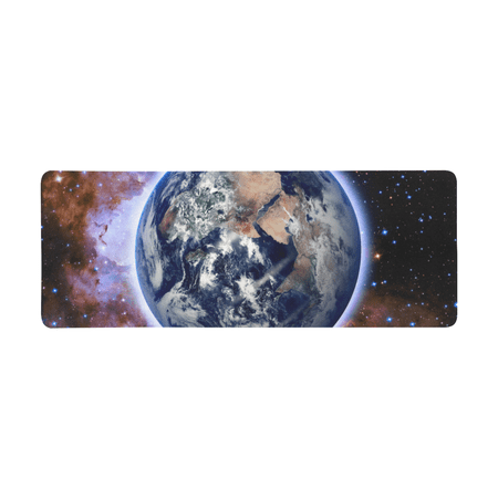 SUNENAT Soft Extra Extended Large Gaming Mouse Pad with Stitched Edges, 31.5 x 12In, Desk Pad Keyboard Mat, Non-Slip Base for Office & Home, Planet Earth and Stars in Space Galaxy