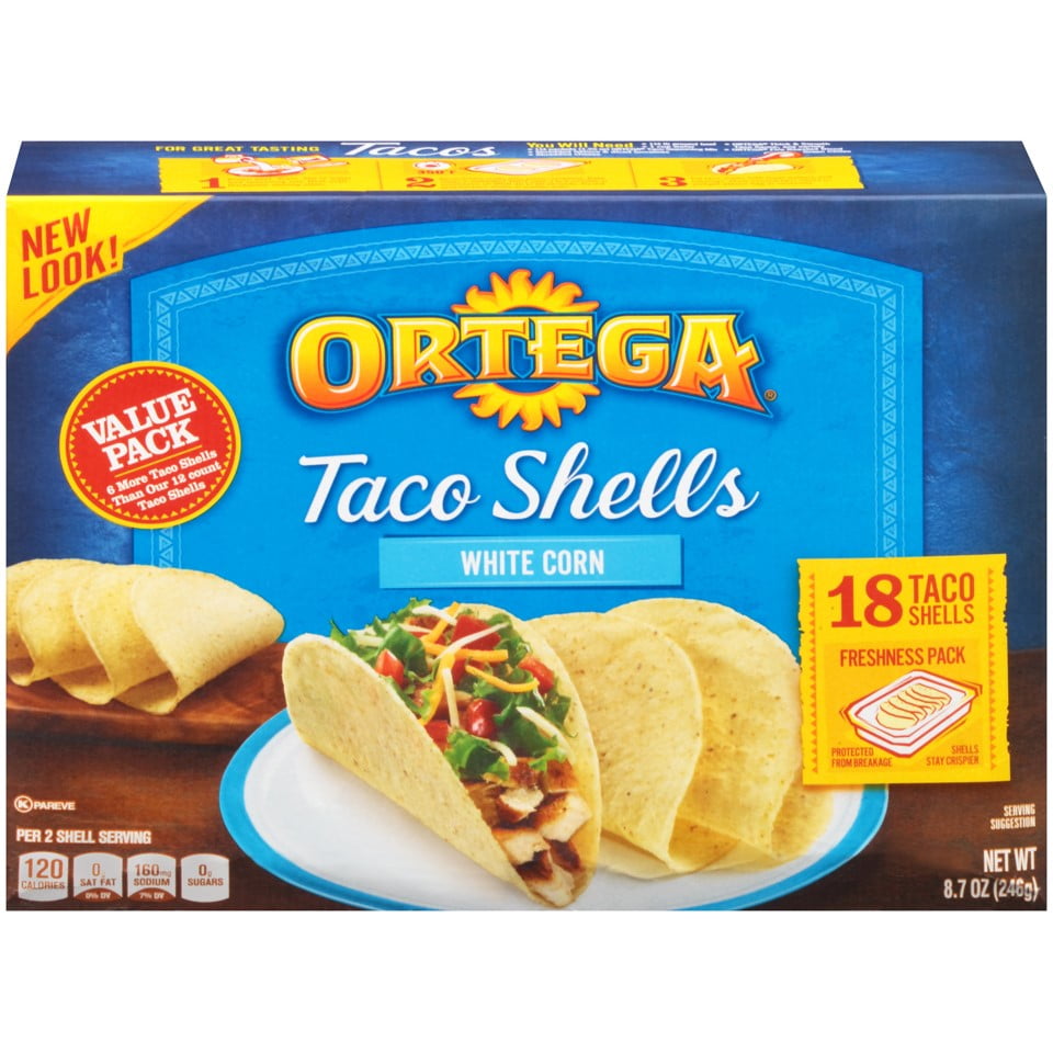 Ortega White Corn Taco Shells, GlutenFree, 18 Ct