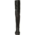 thumbnail image 3 of Ash Gill Black Pull On Stretch Fitted Nappa Over The-Knee Lug Sole Boots (Black, 8), 3 of 6