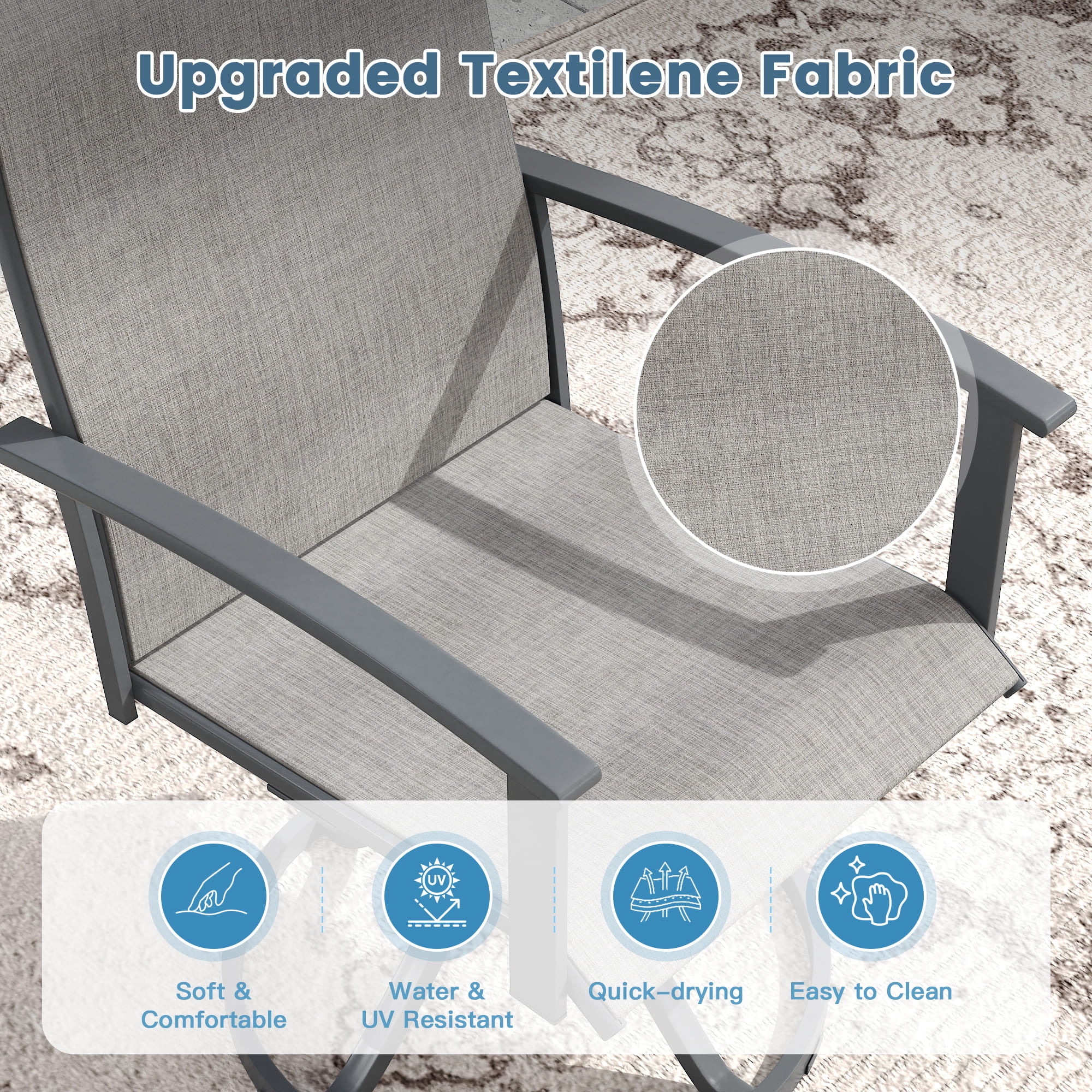 Vicllax Patio Swivel Chairs Set of 4, Outdoor Dining Chairs with Weather-Resistant Textilene Fabric & Metal Frame，Gray