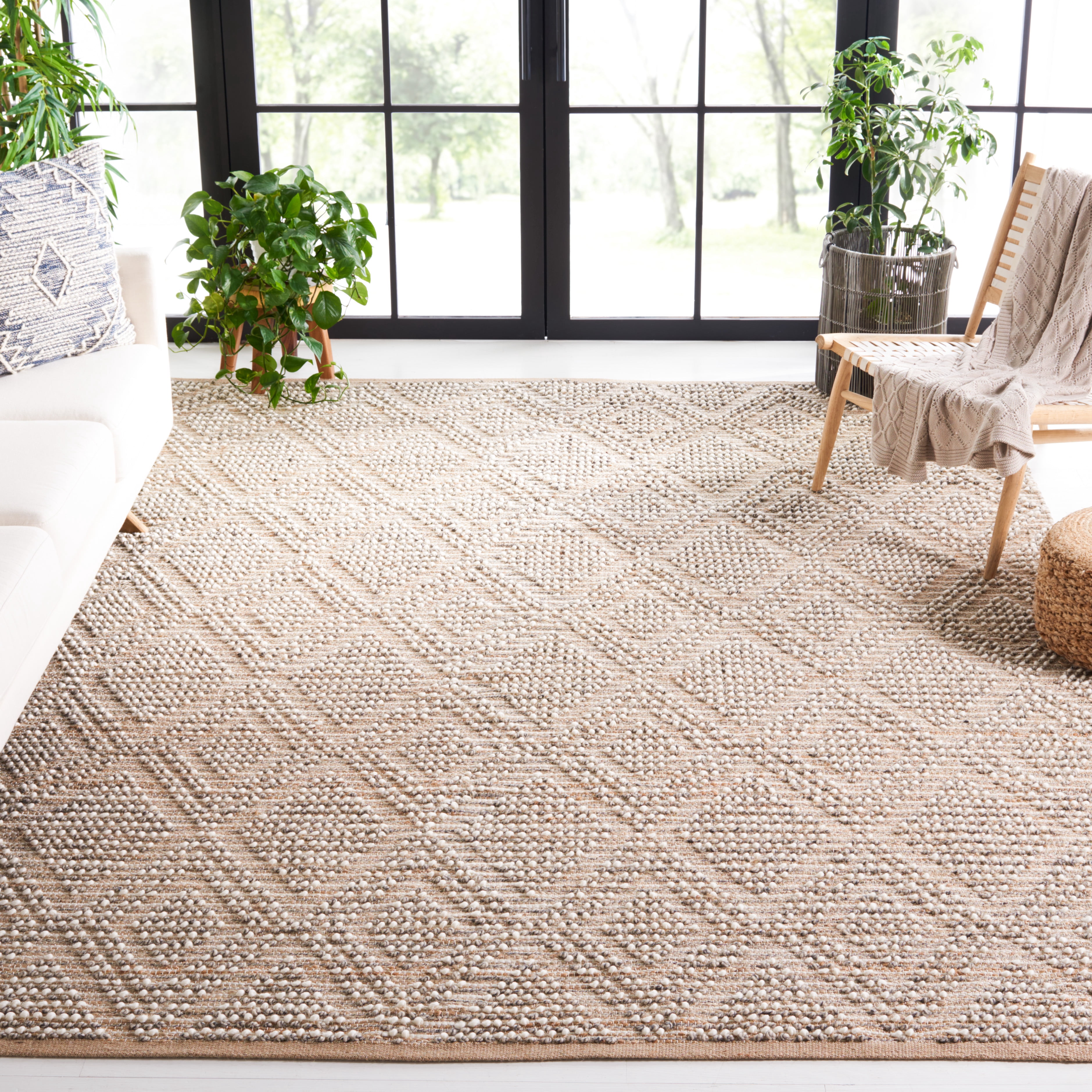 SAFAVIEH Natura Britta Diamond Area Rug, Natural/Grey, 8' x 10'