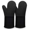 thumbnail image 1 of Manoplas de silicona extralargas para horno, duraderas, resistentes al calor, con forro acolchado, agarre texturizado antideslizante, 1 par de 14,6 pulgadas, color negro, 1 of 7