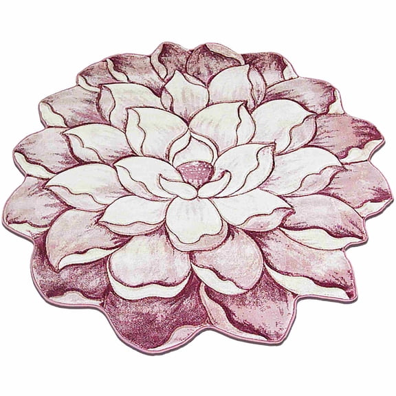 Flowers Rug Design 301 - 2'6"x2'6" Round, Pink