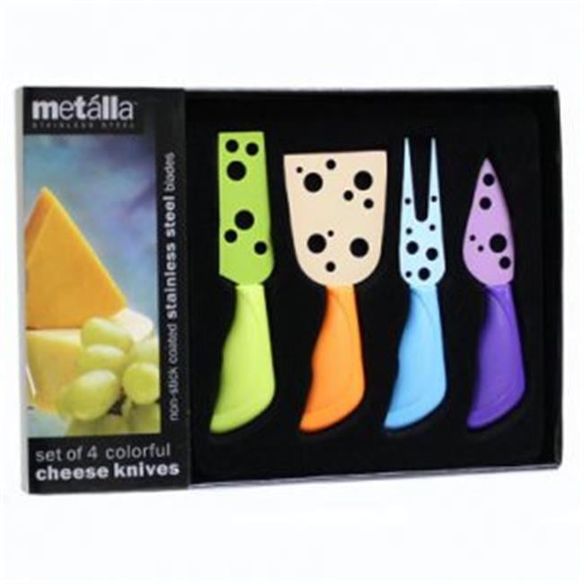 Prodyne Set of 4 Colorful Stainless Steel Cheese Knives