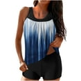 thumbnail image 2 of Nmnitkp Tankini Swimsuits for Women Modest High Waisted Tankini Set, Water Ripple Print Two Piece Swimsuit with Padded Wireless Top & Boy Shorts, Tummy Control Bathing Suit for Beach & Pool, 2 of 5