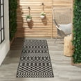 thumbnail image 3 of Nourison Positano Moroccan Trellis Flatweave Outdoor Rug Black 2' x 6', 3 of 11