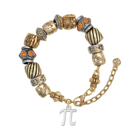 Silvertone Medium Pi Two Tone Christian Bead Bracelet
