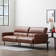 Mayview 82" Sofa Bed with Box Tufting and Removable Arms, Brown Faux Leather