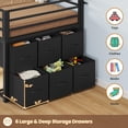 thumbnail image 4 of Twin Size Loft Bed with LED Lights, 6 Storage Drawers, 2 Tier Storage Shelves,Metal Low Loft Bed with 15" H Stairs,Safety Guardrail, Spave Saving, Black/White/ Brown/Pink, 4 of 8