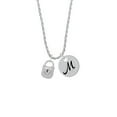 thumbnail image 2 of Delight Jewelry Silvertone Hammered Lock with Heart and Clear Crystals Silvertone Script Initial Disc - M - Charm Necklace, 20"+3", 2 of 4