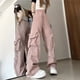 thumbnail image 1 of Pantalones casuales americanos de verano para mujer, pantalones de tubo recto, de pierna ancha, con cintura alta, pantalones adelgazantes, 1 of 6