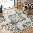 thumbnail image 2 of SAFAVIEH Moroccan Tassel Desmond Southwestern Shag Area Rug, Ivory/Grey, 3' x 3' Round, 2 of 7