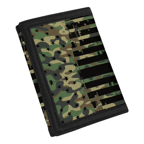 Psesaysky Camouflage Flag Jeep Print Coin Purse Organizer, Polyester Kids Trifold Wallet for Outdoor, Foldable Blocking Trifold Card Wallet