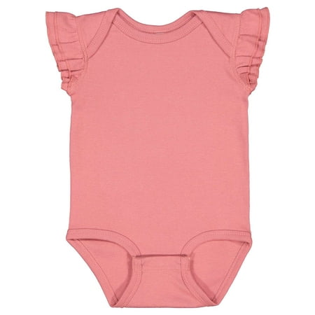 

Rabbit Skins - Infant Flutter Sleeve Baby Rib Bodysuit - 4439 - Mauvelous - Size: 12M