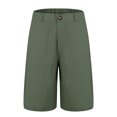 thumbnail image 4 of RYRJJ Cotton Linen Shorts for Women Elastic High Waisted Casual Loose Bermuda Shorts Summer Knee Length Work Short Pants with Pockets(Army Green,M), 4 of 5