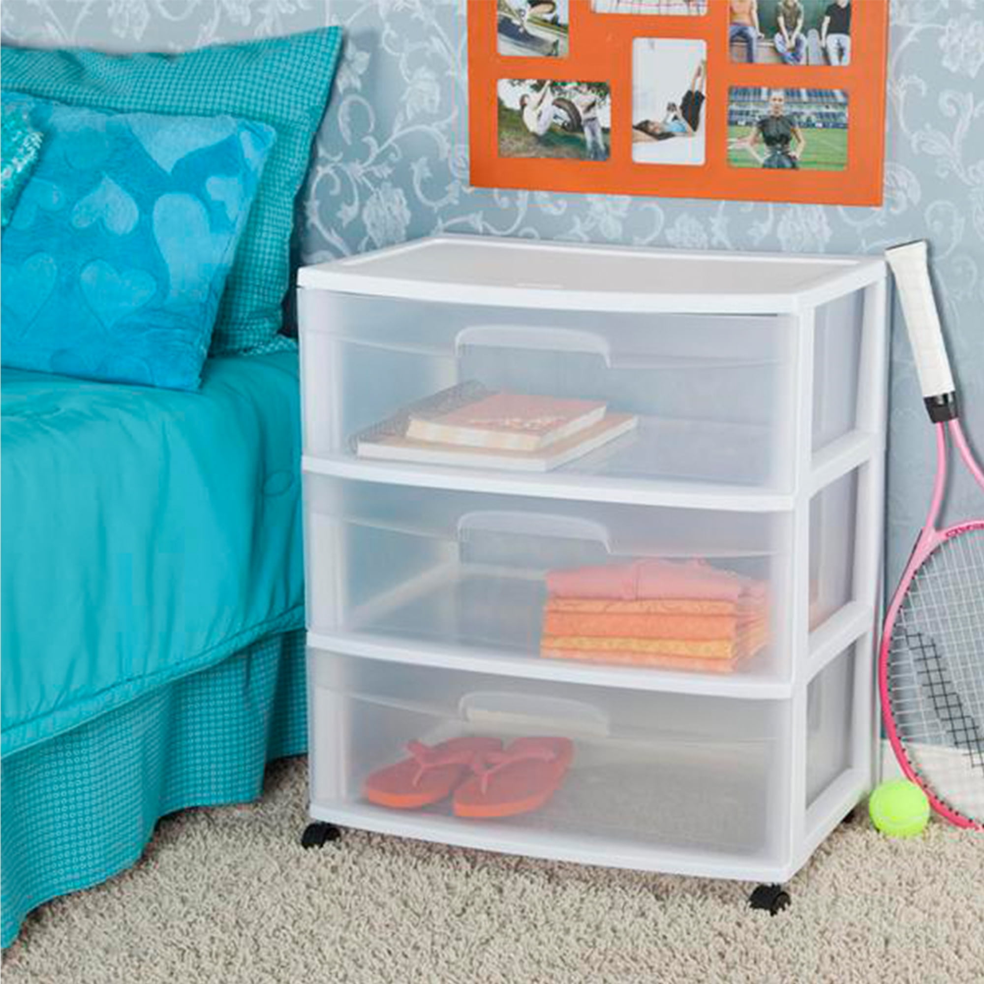Sterilite Home 3 Drawer Wide Storage Cart Portable Container w/Casters (2  Pack), 1 Piece - Kroger